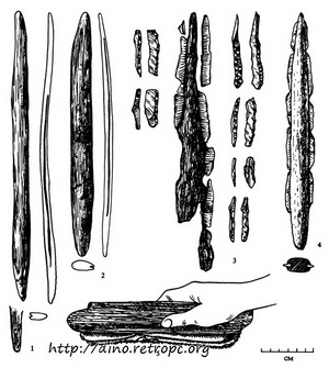 Рис. 41а. Костяные орудия верхнего палеолита