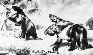 Рис. 30. Реконструкция огромного ленивца из Южной Америки (плейстоцен); по J. August и Z. Burian.